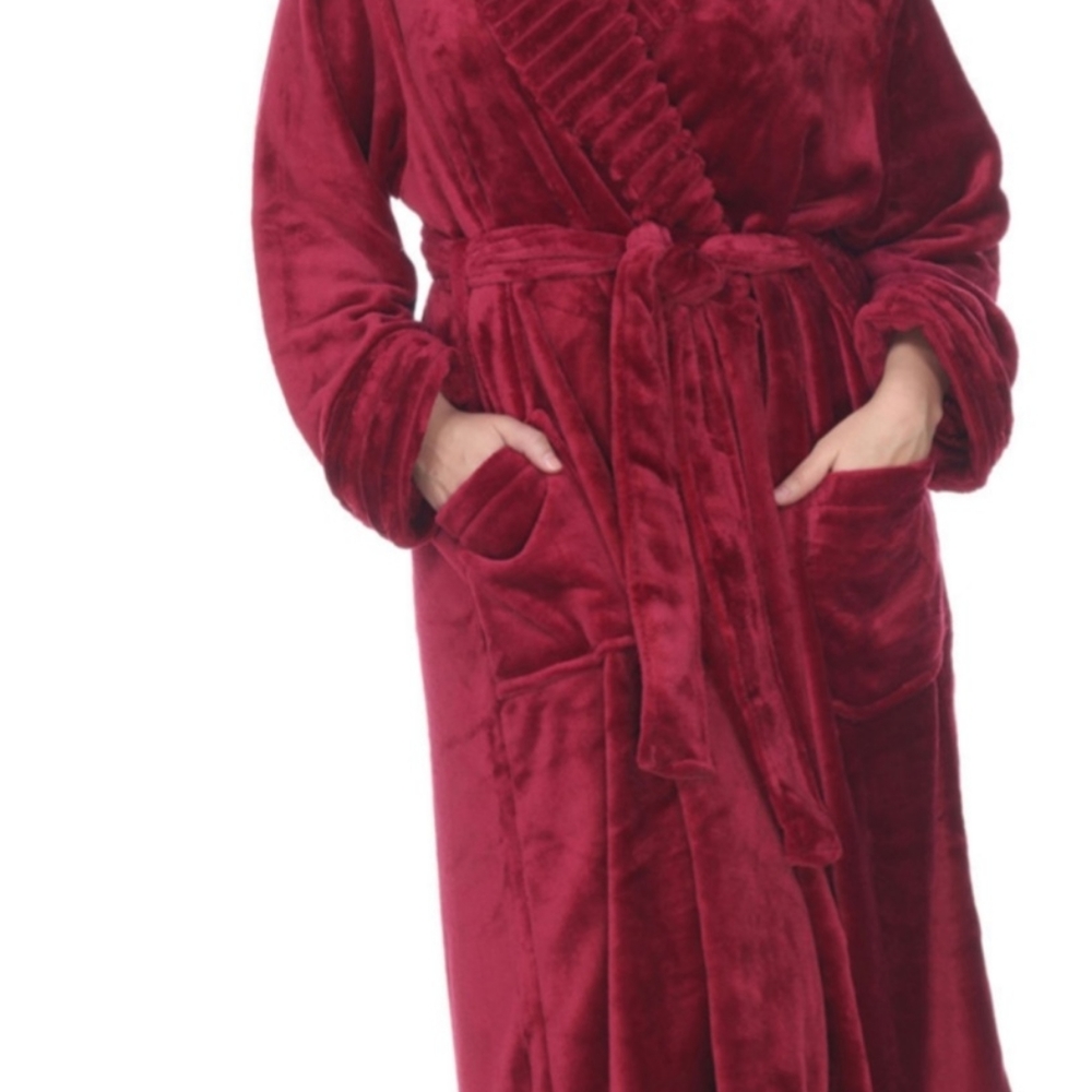 White Mark Womens Microfleece Long Sleeve Robe